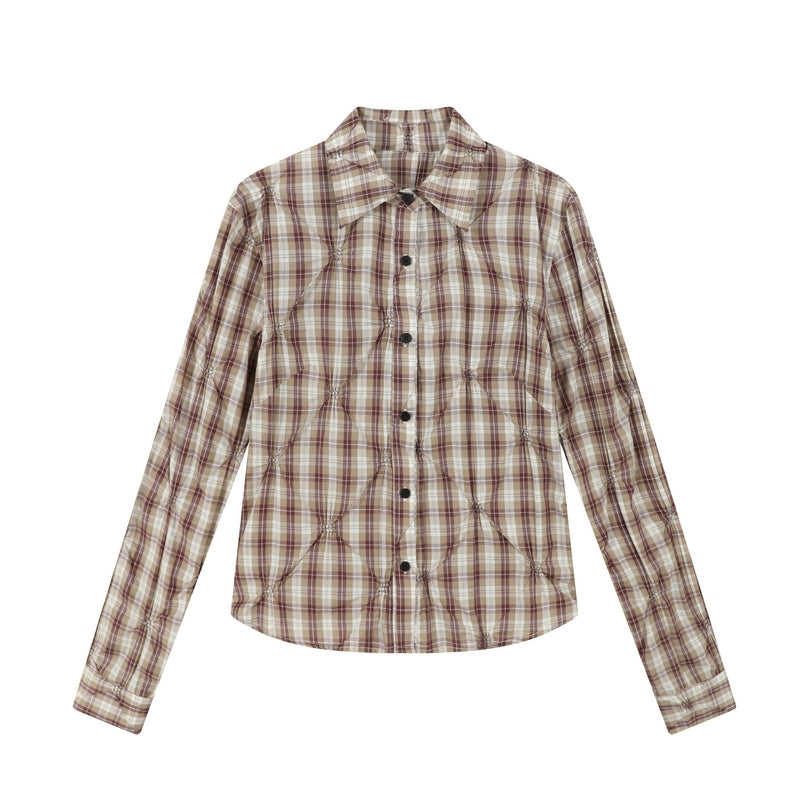TGNS Rhombus Plaid Long-sleeved Shirt