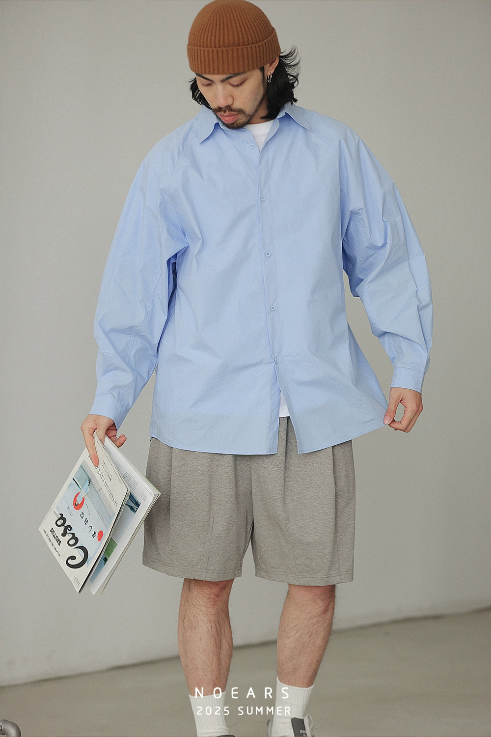 NOEARS Loose Square Neck Shoulder Sleeve Casual Shirt