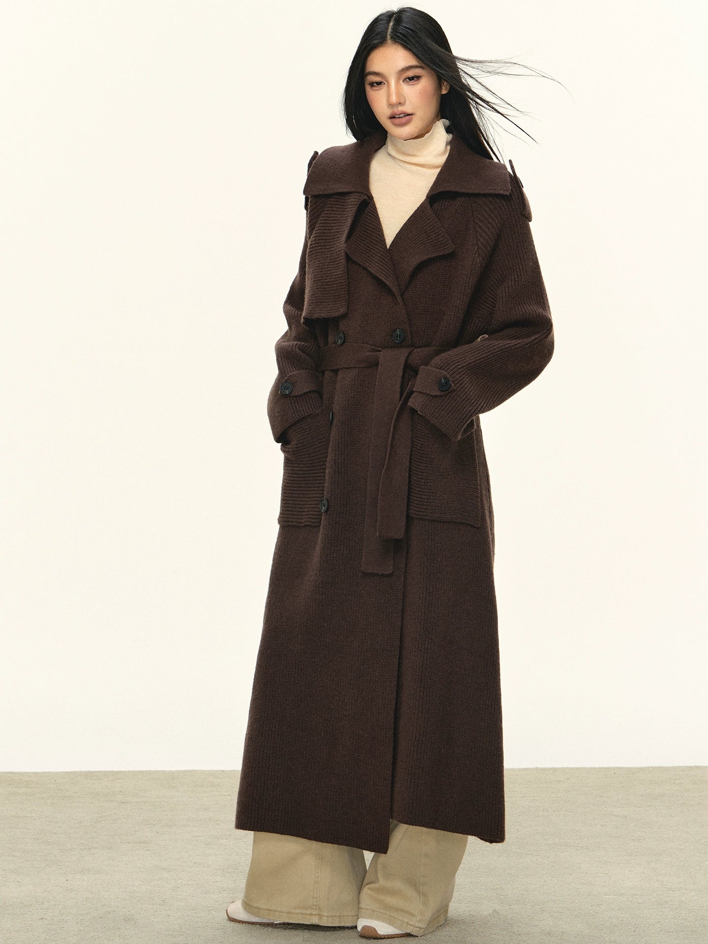 Anna Aneae Double-breasted Medium-length Temperament Coat