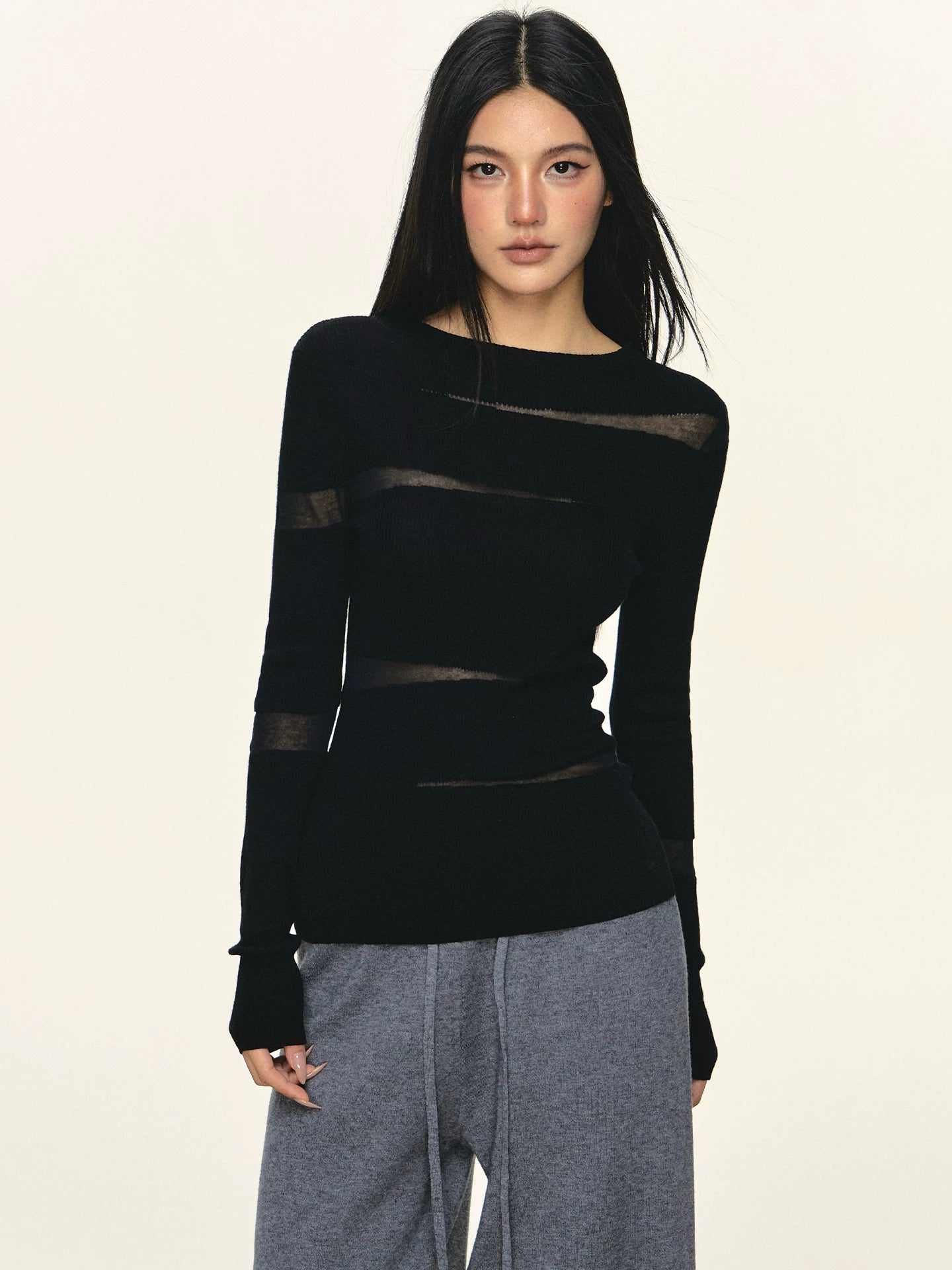 Anna Aneae Irregular Waist Casual Versatile Long Sleeves