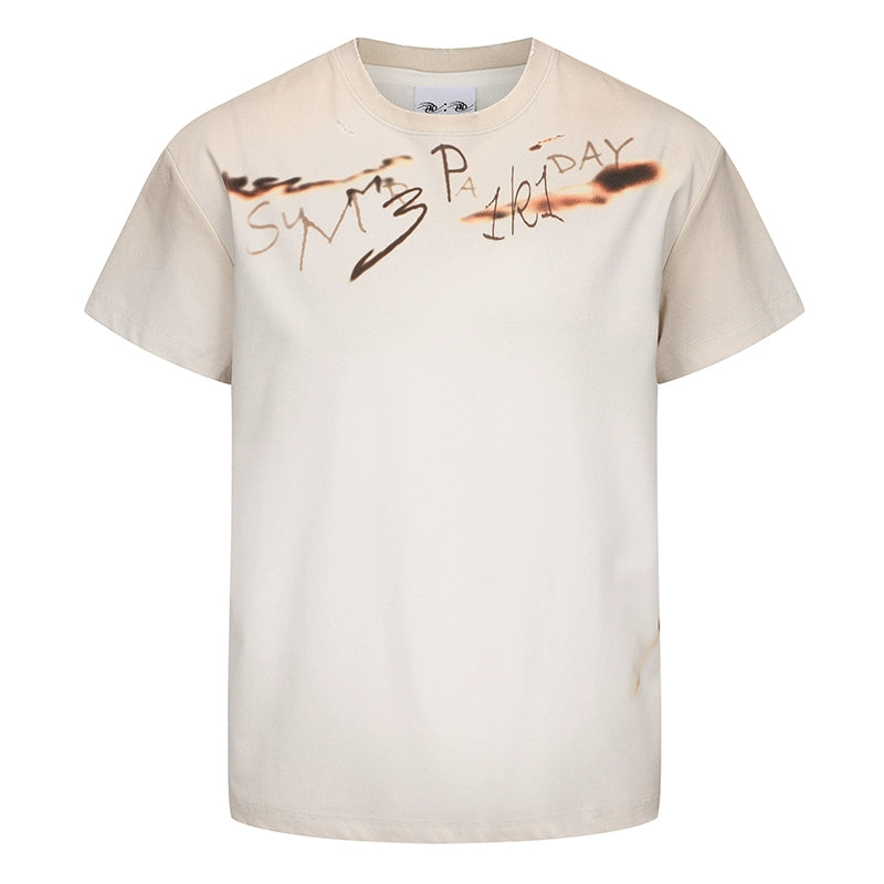 PAIKI Heavy Industries Flame Burning Dirty Washing Old Damaged Tee