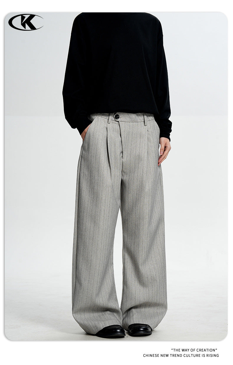 11KN Money Striped Wide-Leg Trousers