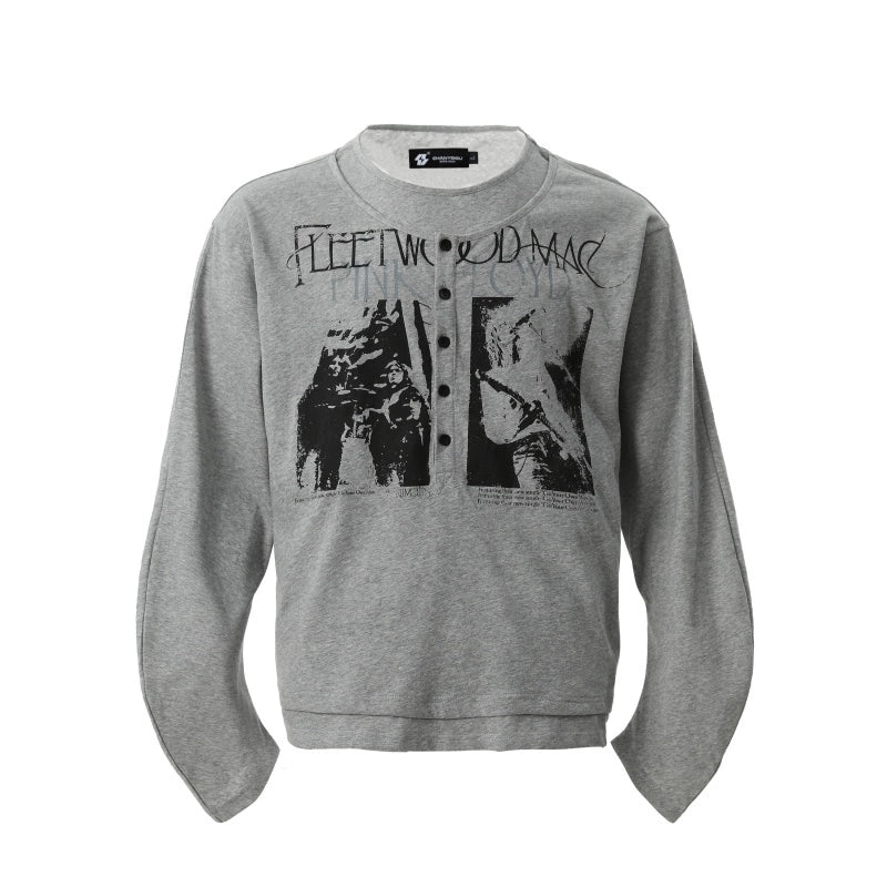 BTSG  fake two-piece scimitar long sleeve Tee