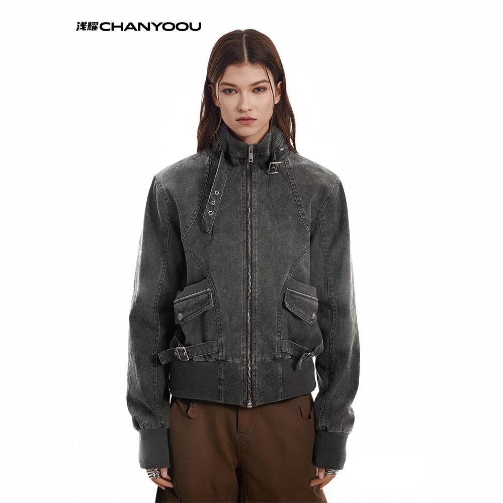 CHANYOOU Vintage Stand-up Collar Neutral Style Jacket