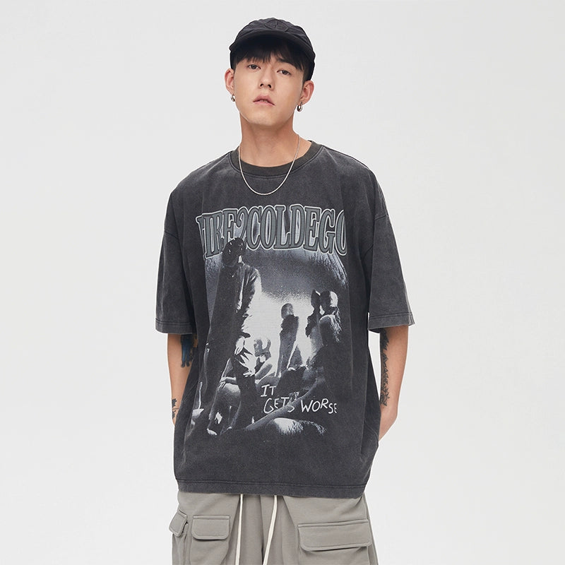 F2CE Retro Printing Loose Trend Tee