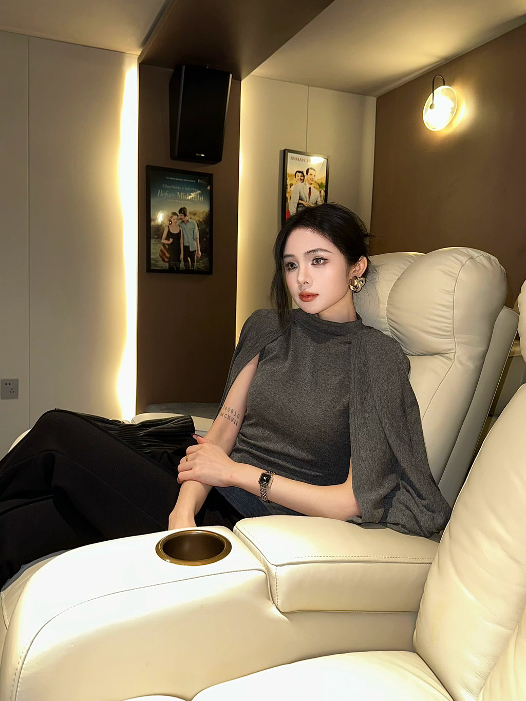 CHUYUQI Turtleneck Cape Vest Loose-knit Top