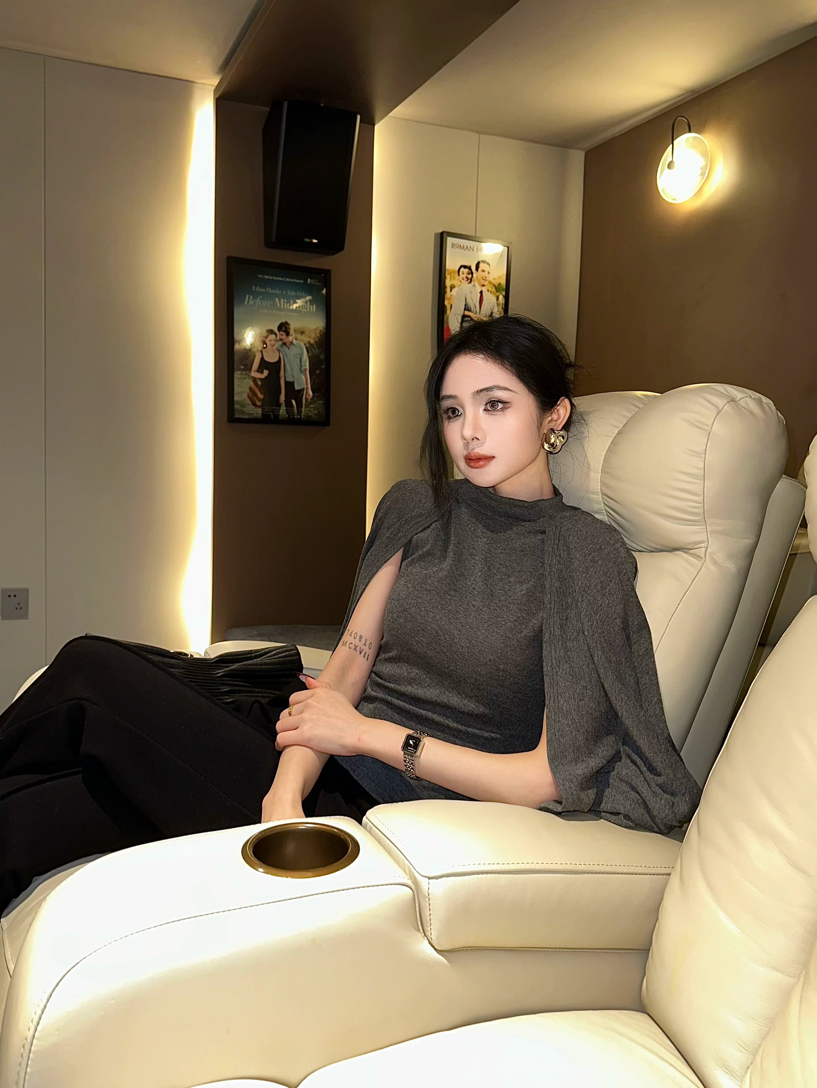 CHUYUQI Turtleneck Cape Vest Loose-knit Top