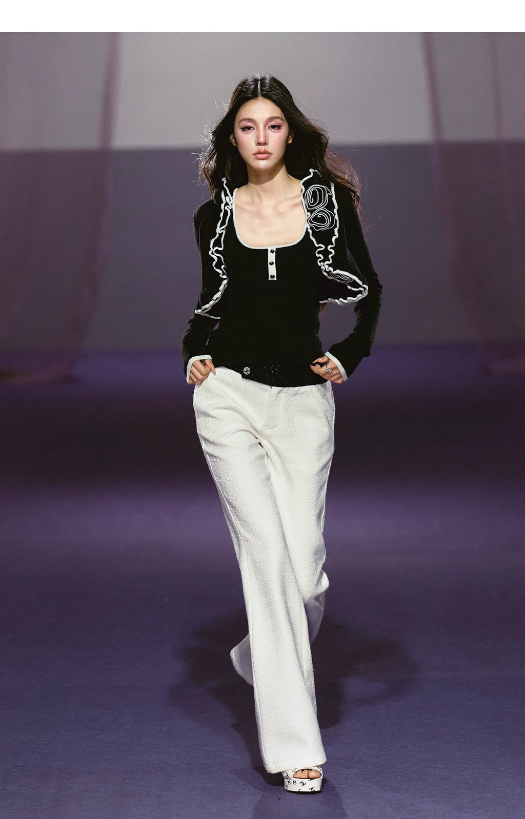 AGAM Splicing Waist Micro-pull Casual Pants