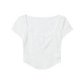 Nariele Big U-neck Slim-fit Open Button Tee
