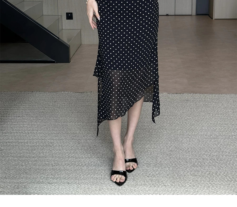 LLROGE Polka Dot Suspender Dress