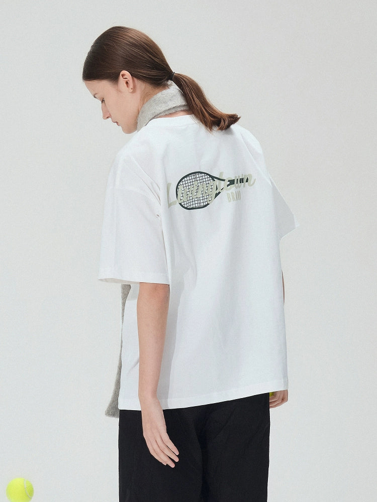 LIVINGTOWN Retro Tennis Theme Print Versatile tee