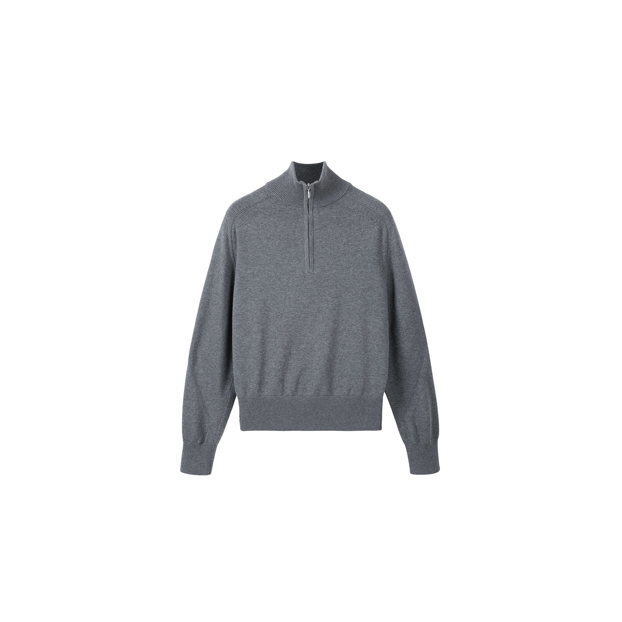 PLUS NO LOGO Half Zipper Stand-up Neck Sweater Pullover Knitted Sweater