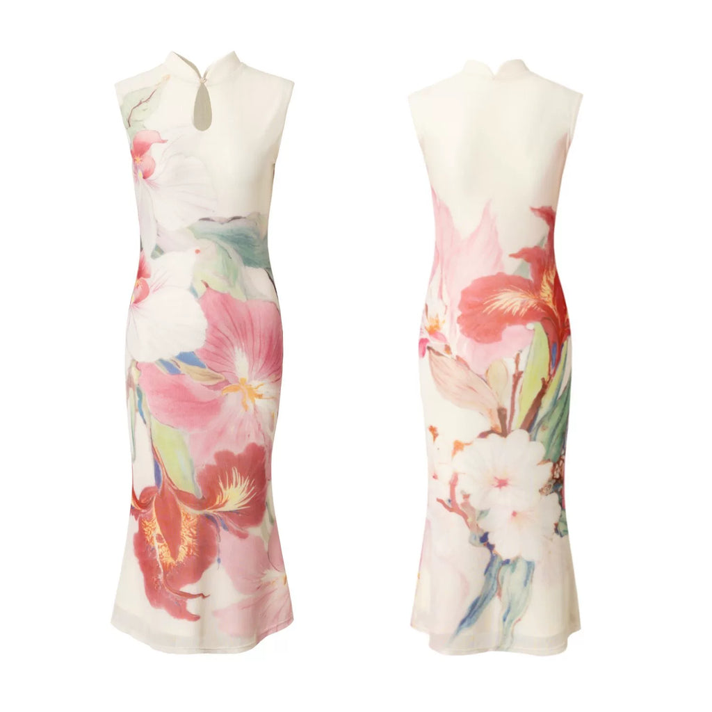 LOUMUTAKU Double-sided Floral Cheongsam Dress