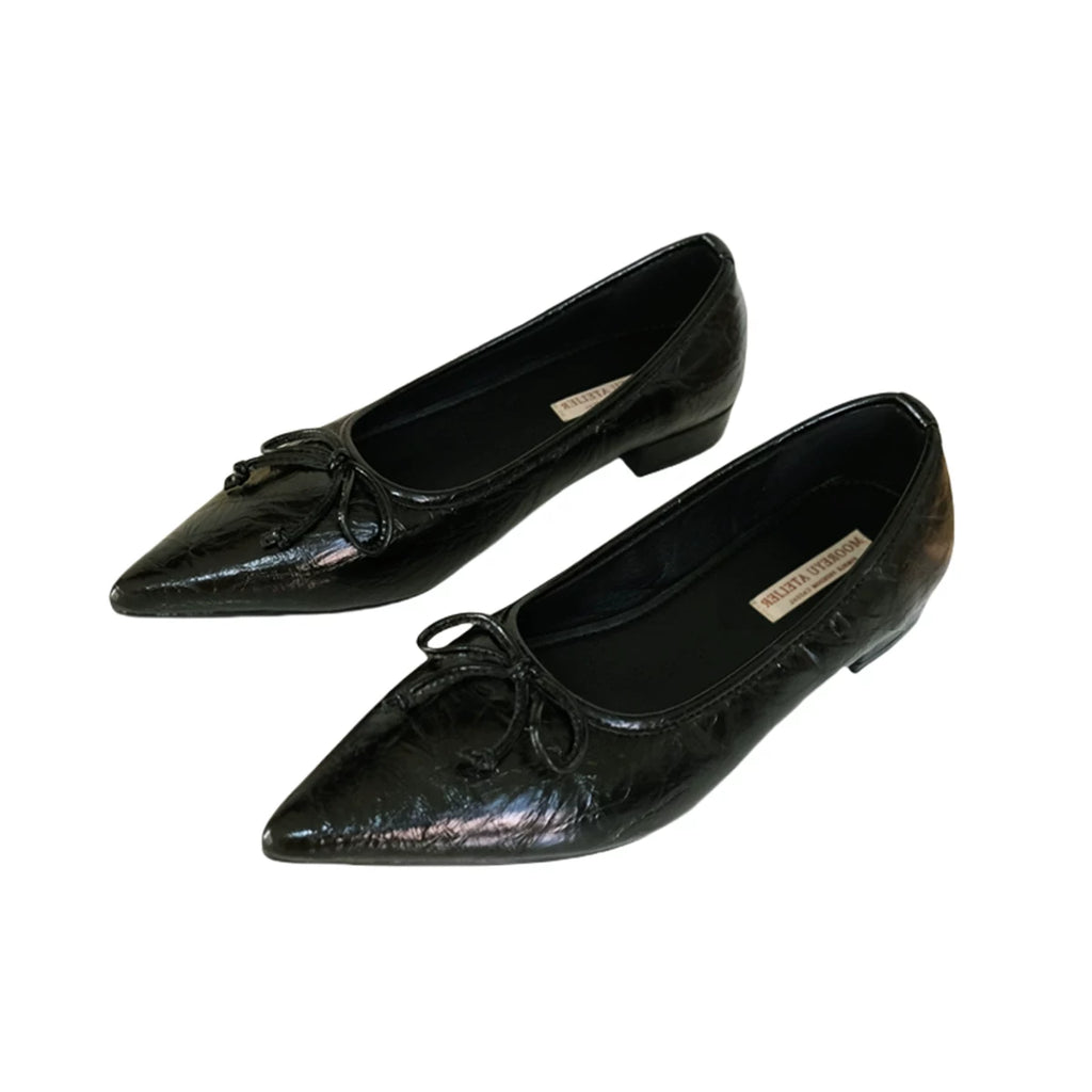 Mooreyu Pointed Head Temperament Bow Flats