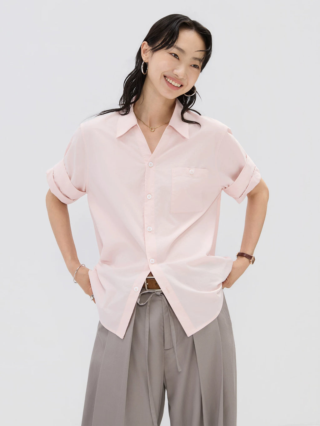 Sameuoo Minimalist Versatile Short Sleeve Shirt