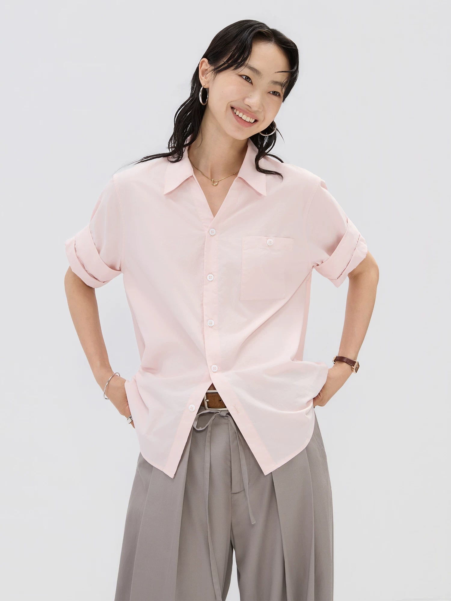 Sameuoo Minimalist Versatile Short Sleeve Shirt