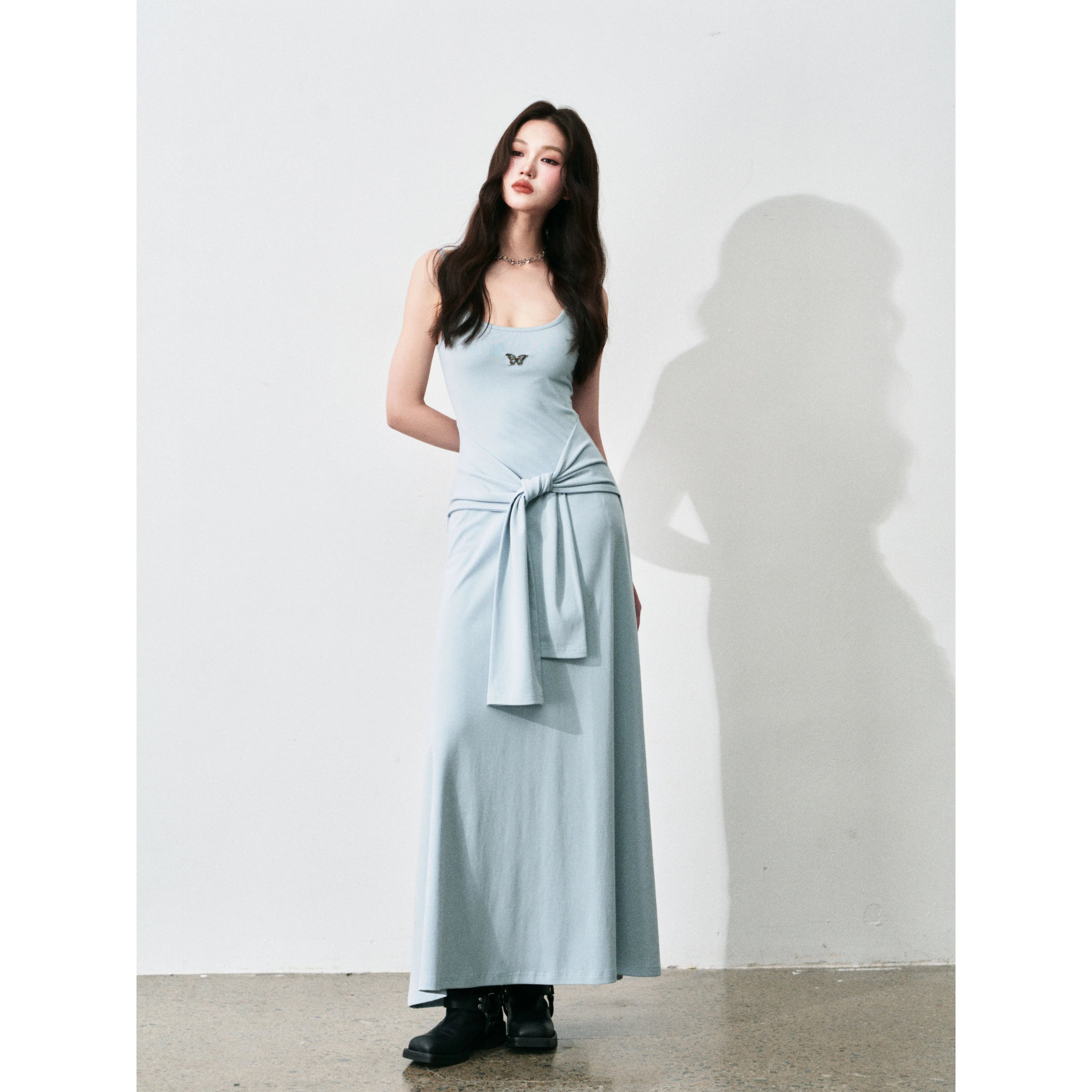 LULUSWINGS Fake Two-piece Sleeve Waist Suspender Dress