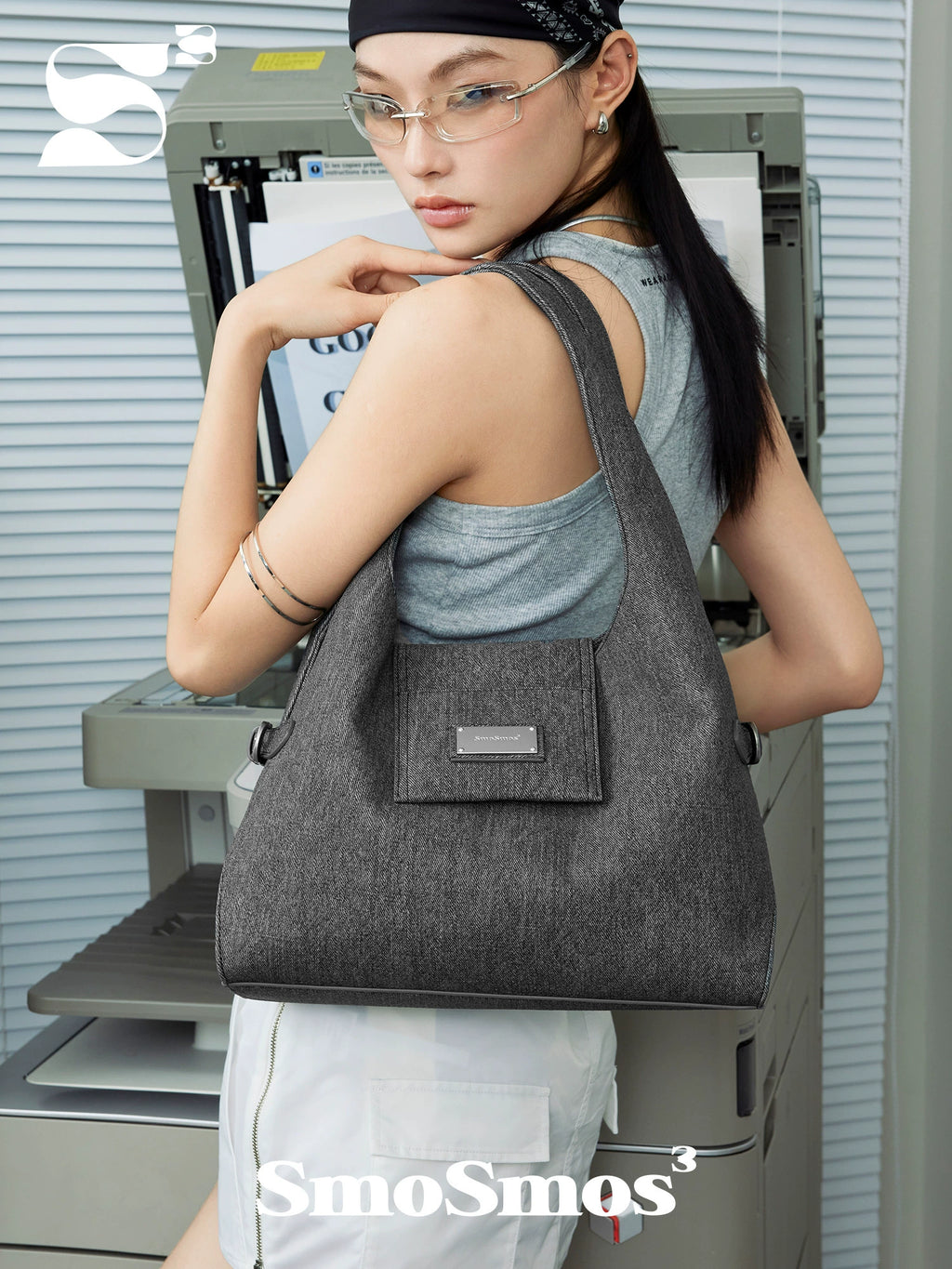 SmoSmos Commuter Denim Large Capacity Shoulder Bag