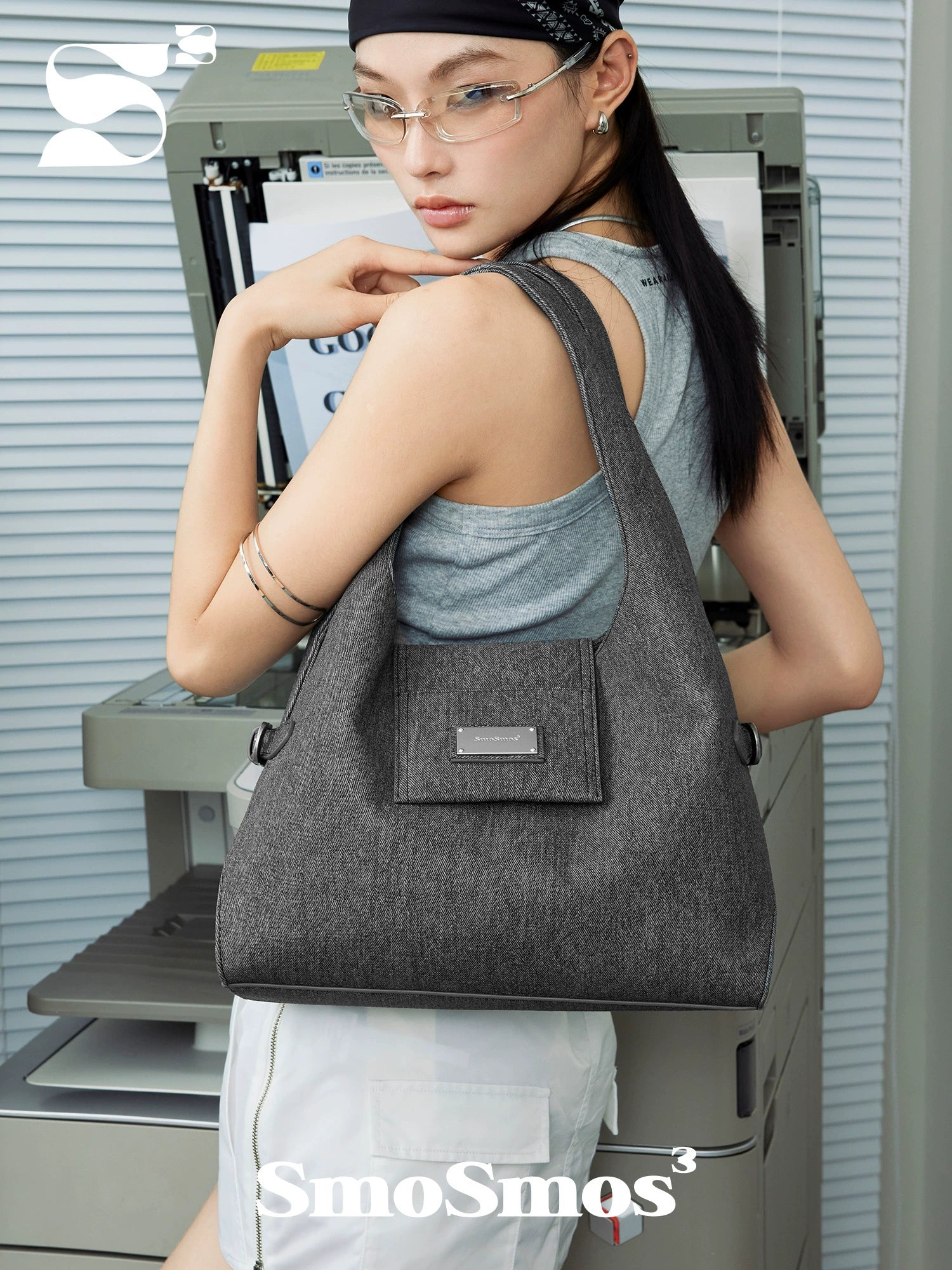 SmoSmos Commuter Denim Large Capacity Shoulder Bag