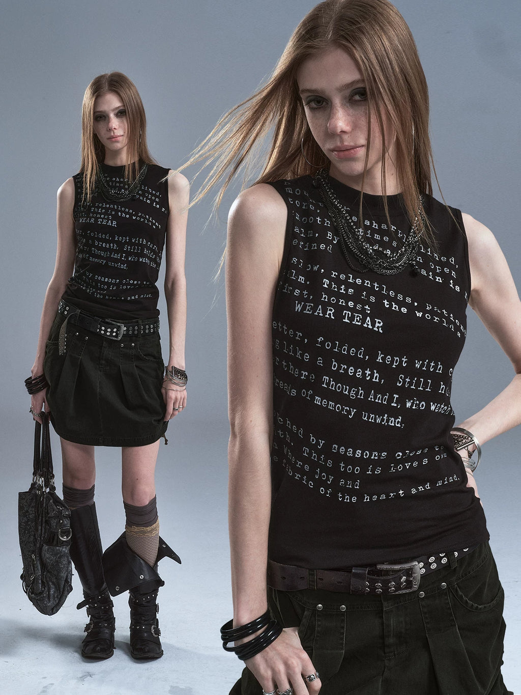WearAndtear Small Turtleneck Letter-printed Elastic Slim Sling