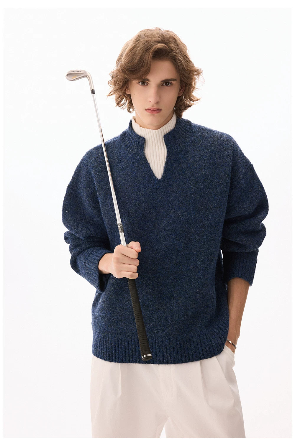 CHOR Contrasting Knitted Fake Two-piece Thickened Turtleneck Sweater