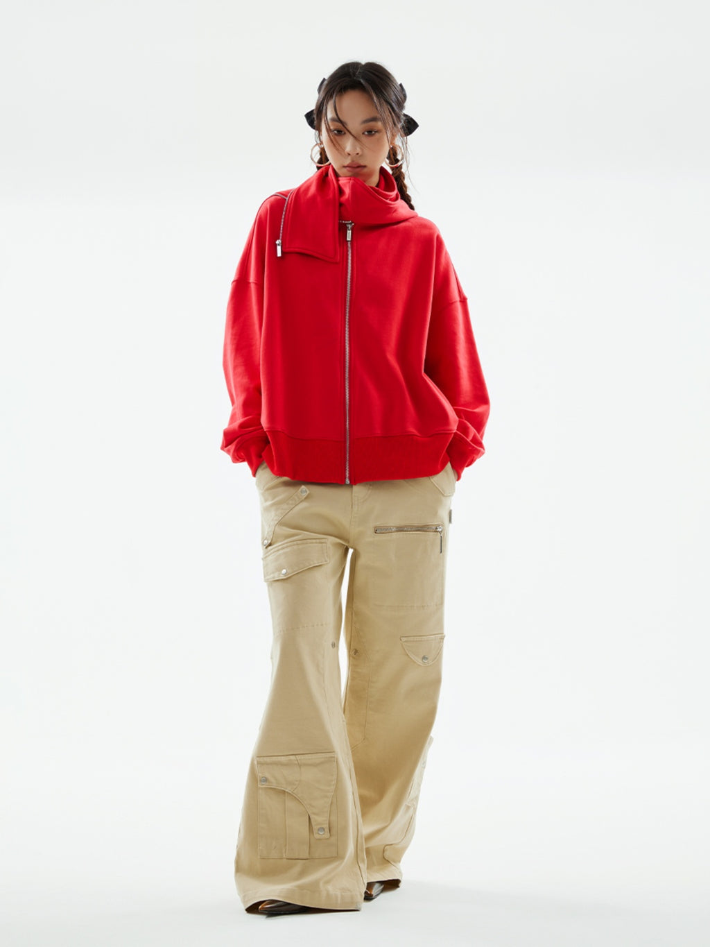 FUNKYFUN Zip-up Hooded Cardigan Jacket