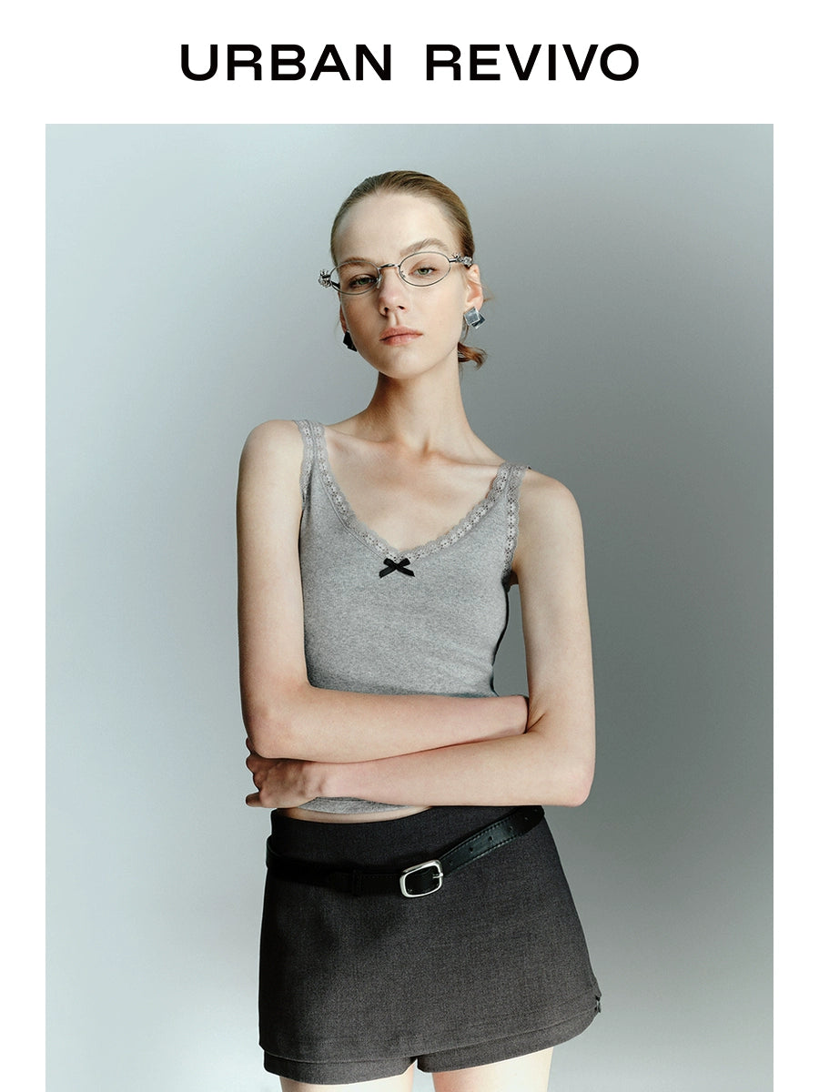 URBAN REVIVO Ballet Splicing Lace Bow Suspender