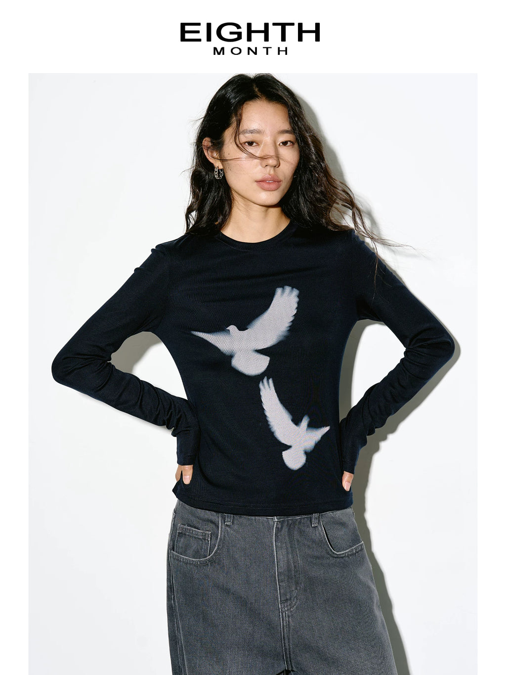 EIGHTHMONTH Skinny Crew Neck Casual Long Sleeve