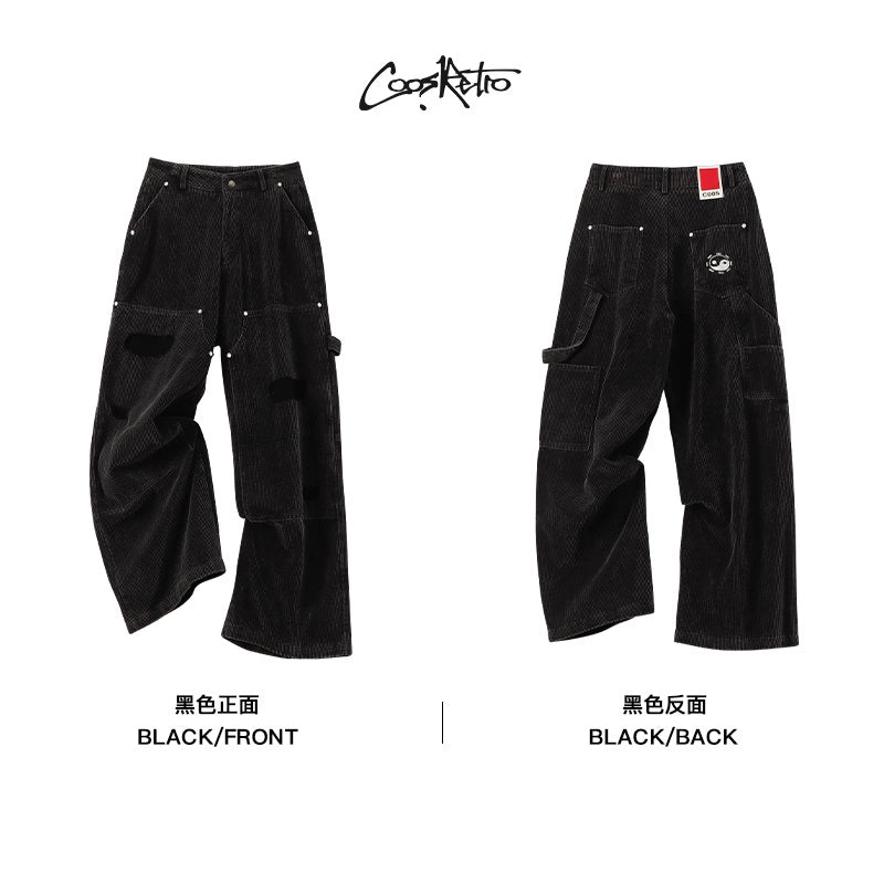 CoosRetro Corduroy Ripped Overalls