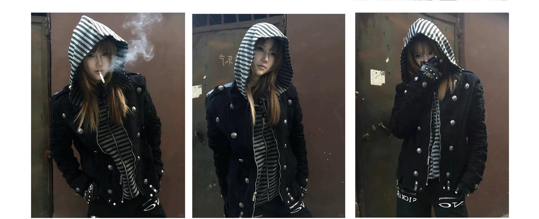 PAIKI Removable Fur Collar Double-breasted Jacket Cotton Jacket