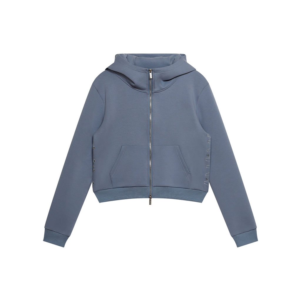 FUNKYFUN Short Stand-up Collar Devil Horn Hooded Cardigan Sweater