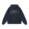 JHYQ Retro Rivet Letter Print Hooded Sweater