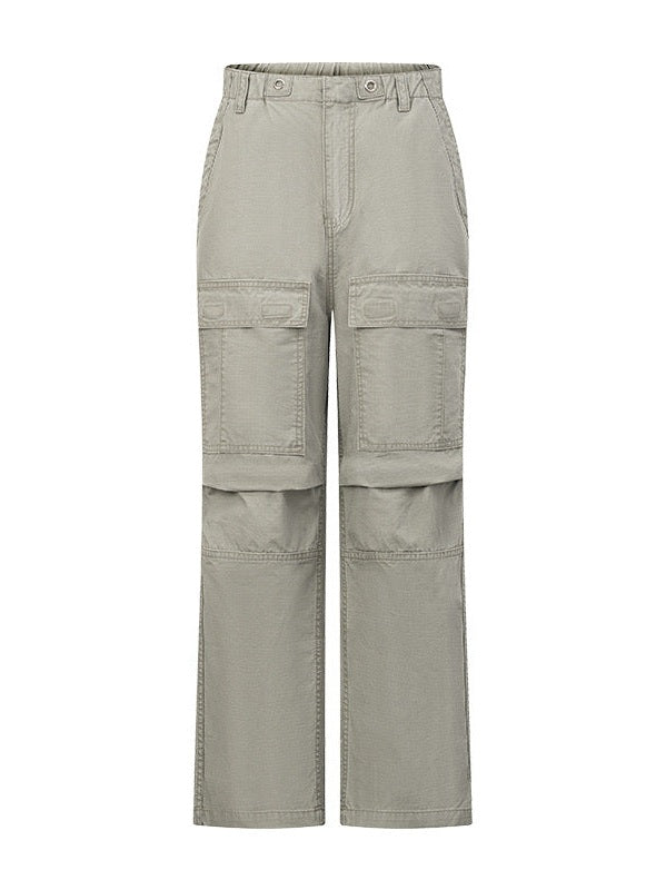 UNF washed old stone grinding white paratrooper pants