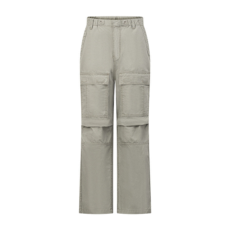 UNF washed old stone grinding white paratrooper pants