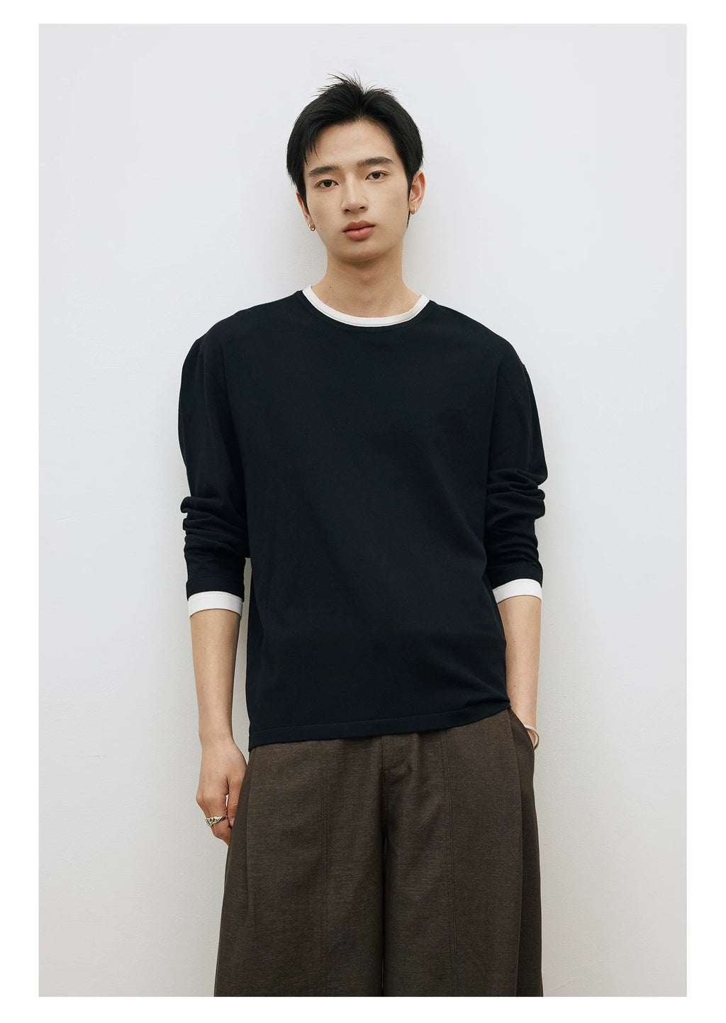 LR Contrasting Splicing Knitted Sweater