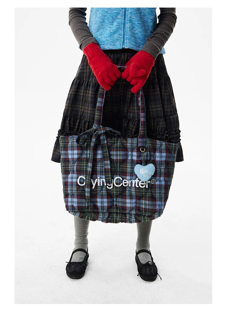 CryingCenter Vintage Checked Tote Bag