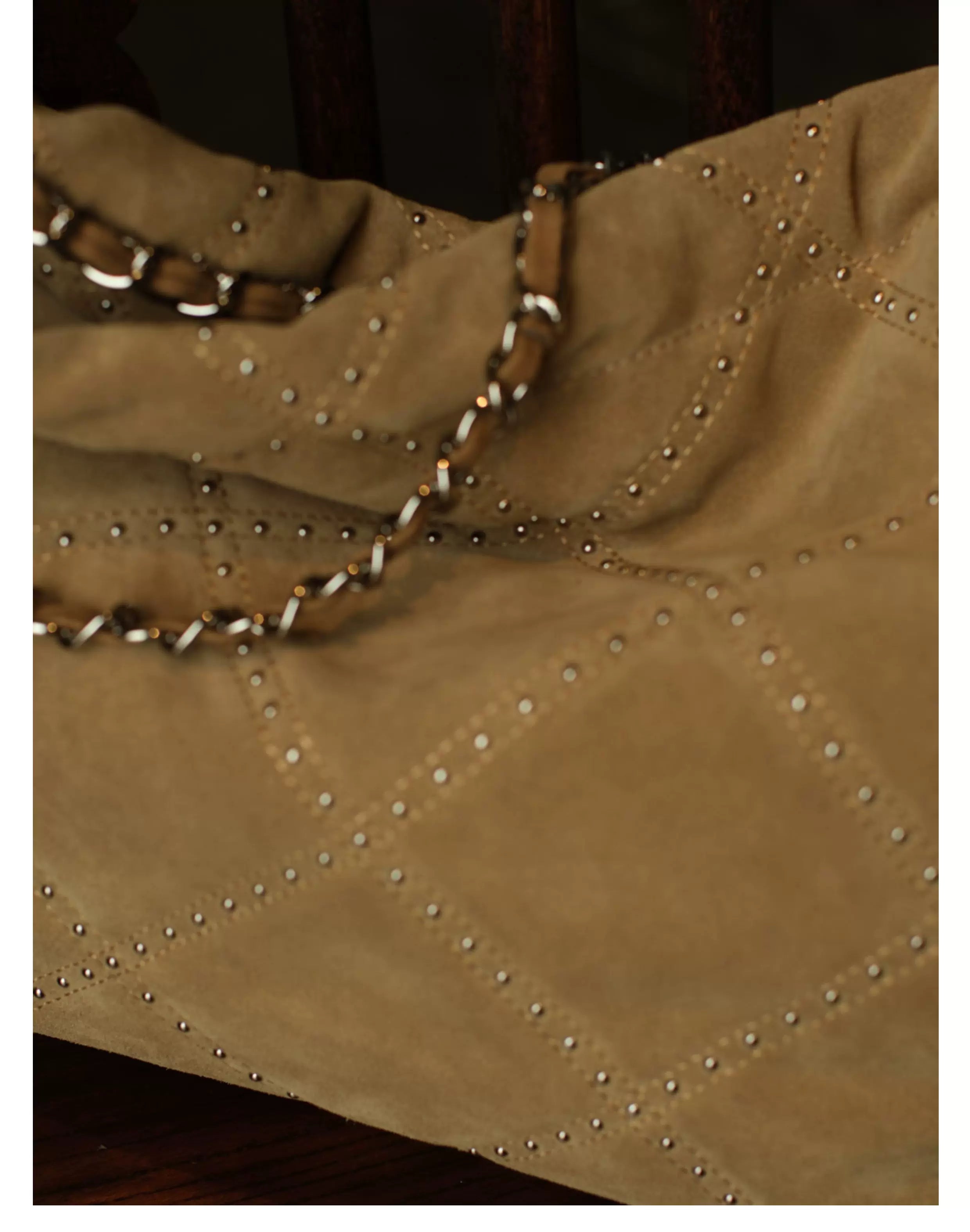 EZRO Rivet Matte Suede Shoulder Tote Bag