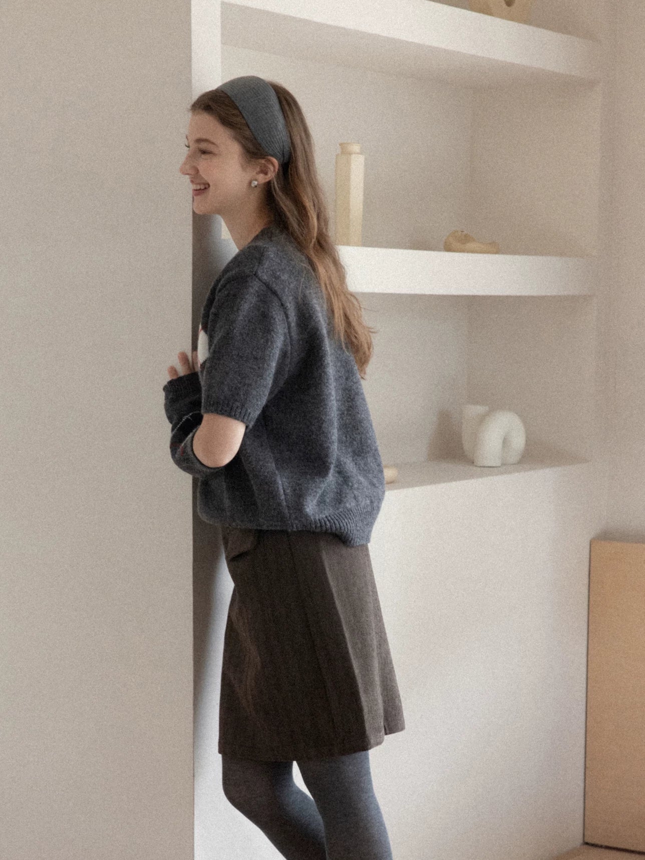 Cantonstory Korean Retro Diamond Sleeve Knitted Sweater