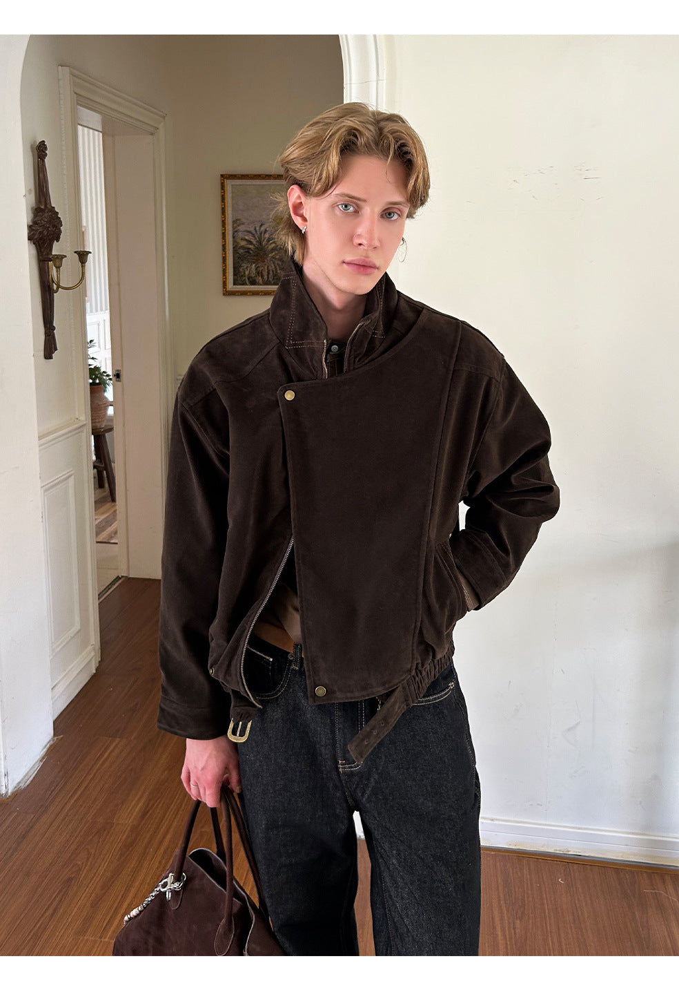 EME Retro Stand-up Collar Loose Fleece Jacket