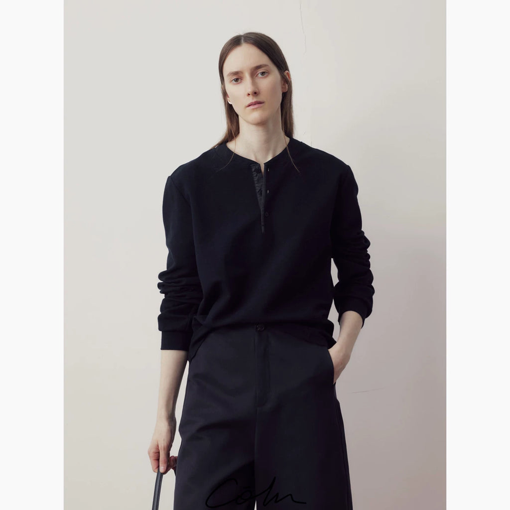 COLN Henry Collar Loose Casual Long Sleeves