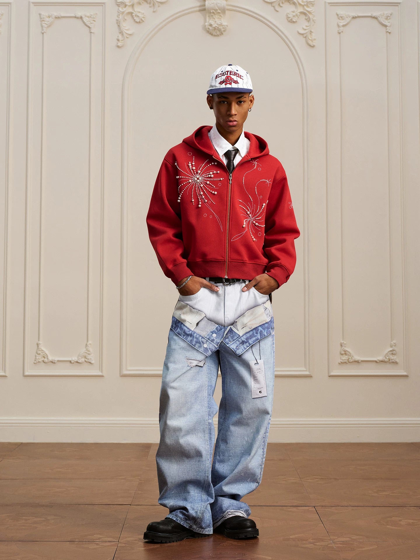 YADcrew Fireworks Pearl Embroidered Hooded Jacket