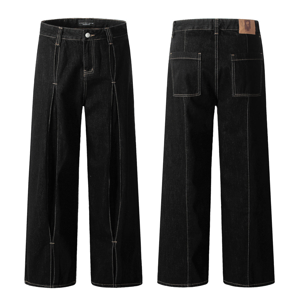 11KN Retro Bright Line Casual Wide-leg Trousers