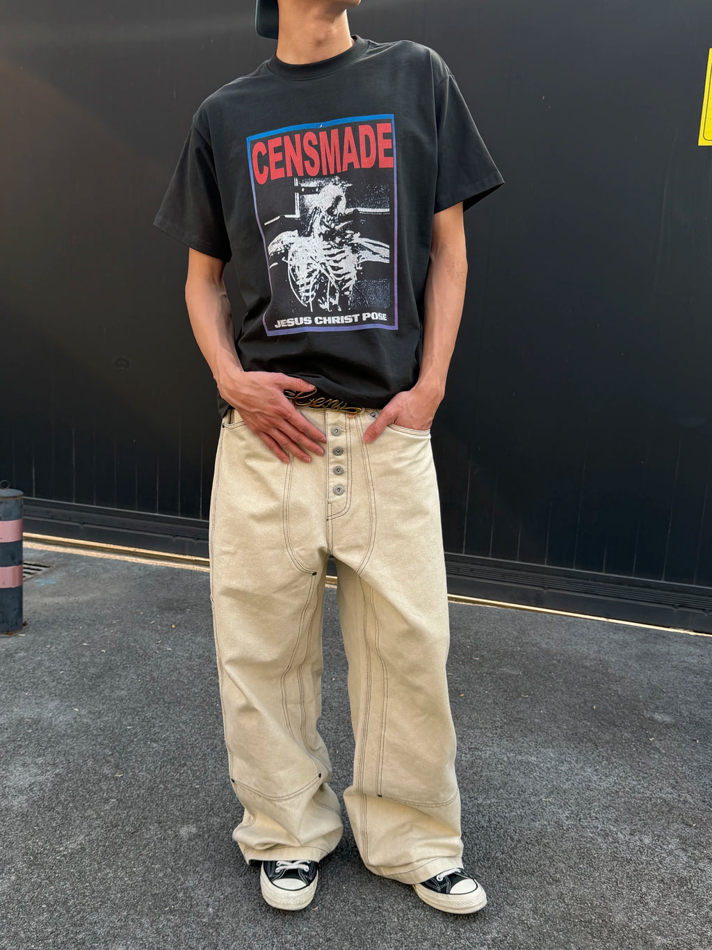 CENSMADE Retro Skull Print Versatile Tee