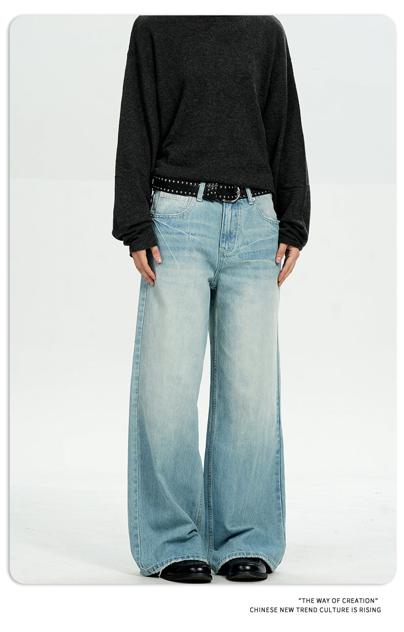 11KN Retro Gradual Change Loose Versatile Jeans