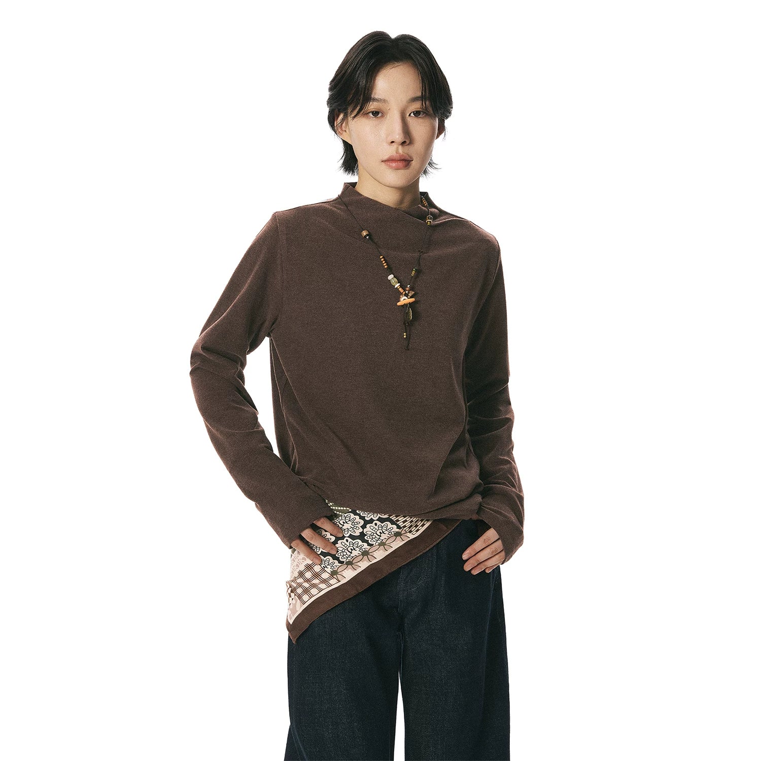 Sameuoo Casual Slim Fit Front Shoulder Long Sleeves