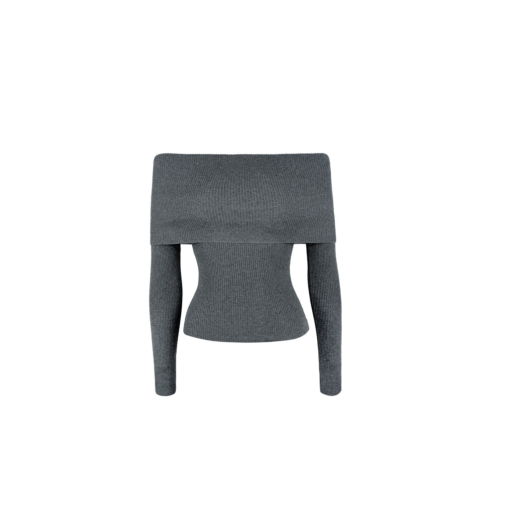 Jim Kennet Shoulder Knit Slim Long Sleeve Bottom Top