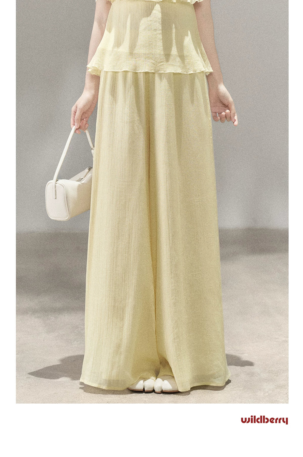 Wildberry Shoulder Suspender High Waist Wide Leg Pants Set