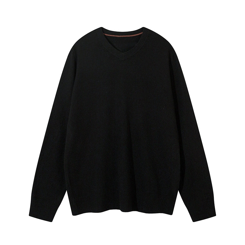 MADWITCH Vintage Simple V-Neck Knitted Bottom Sweater