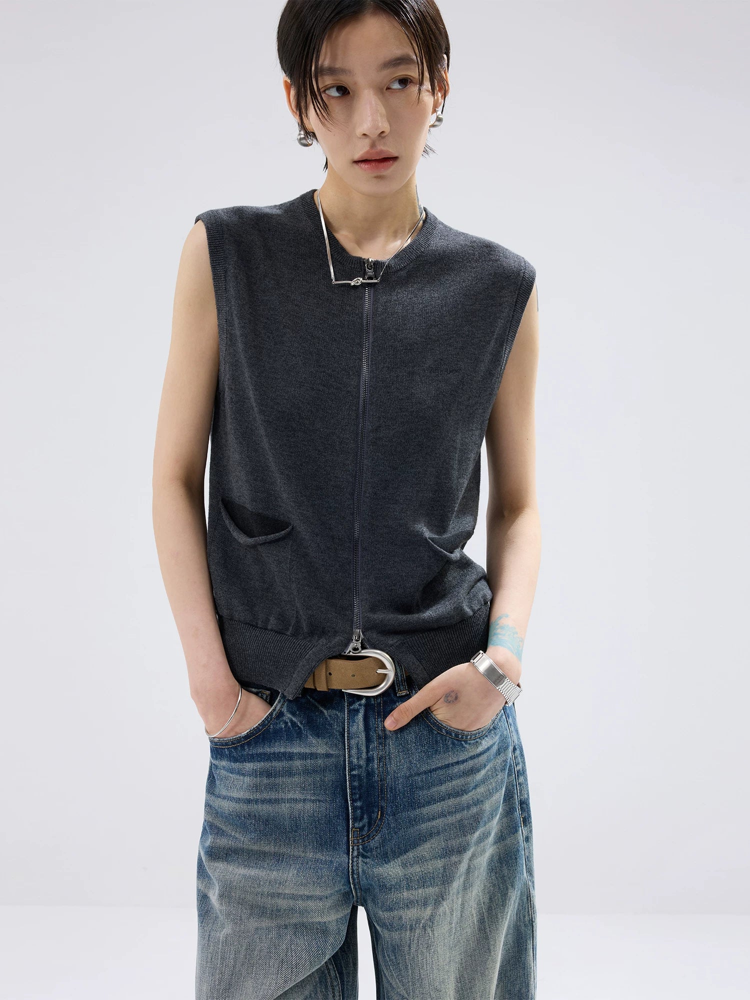 Sameuoo Embroidered Casual Woolen Vest