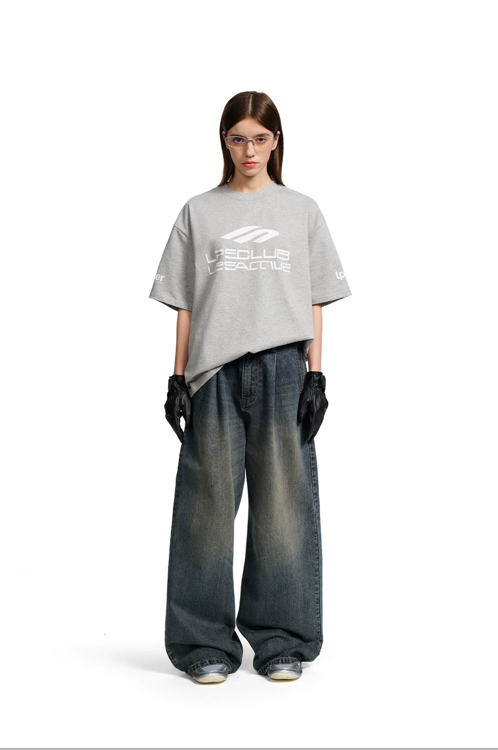 Loopsoon Racing Elements Letter Print Loose Crew Neck Tee